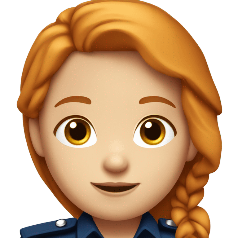 face of ginger girl police officer teen cute blue uniform  policia badge brown eyes emoji