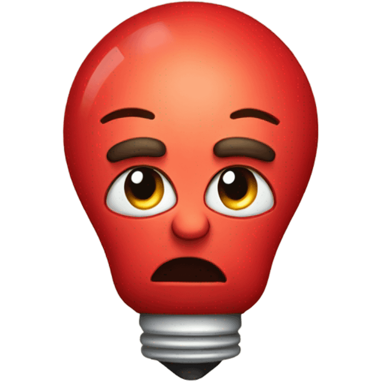 A red bulb disappointed emoji