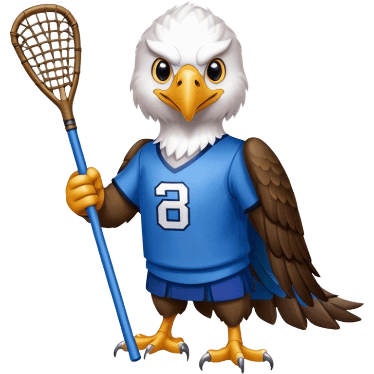 Eagle with lacrosse stick blue jersey emoji