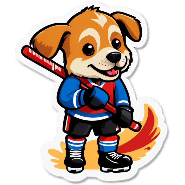 Dog using a hockey stick emoji