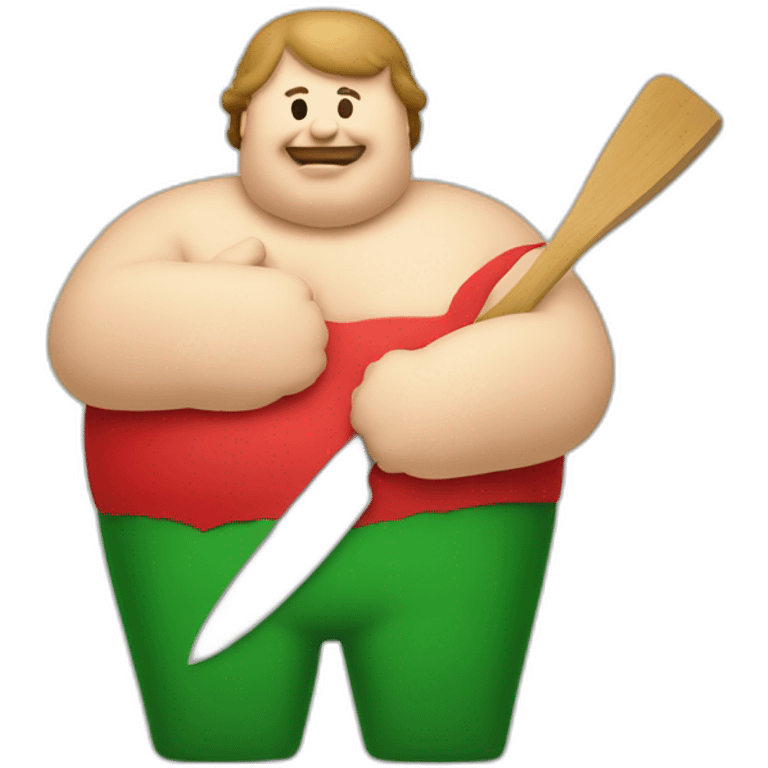 Fat man red green burger trowel emoji