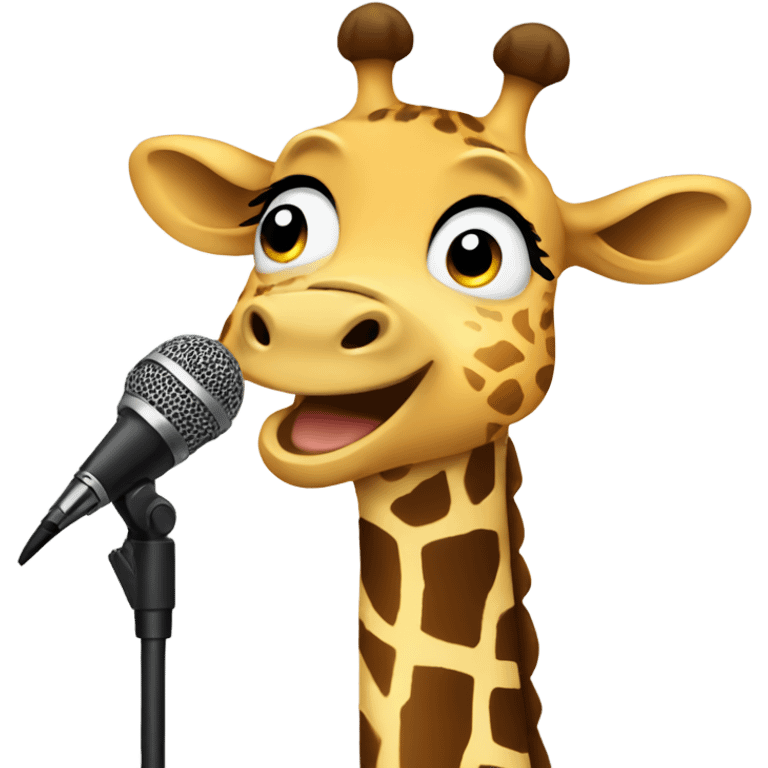 Giraffe singing into microphone  emoji