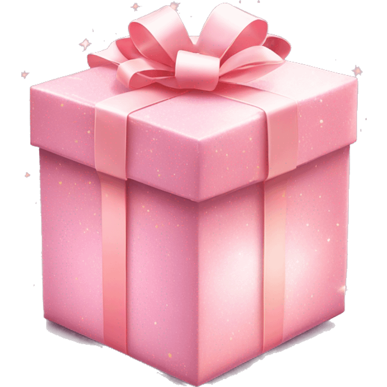 Pastel Pink Gift Box "A pastel pink gift box with a glowing ribbon, glittery wrapping paper, and magical sparkles floating in the air around it." emoji