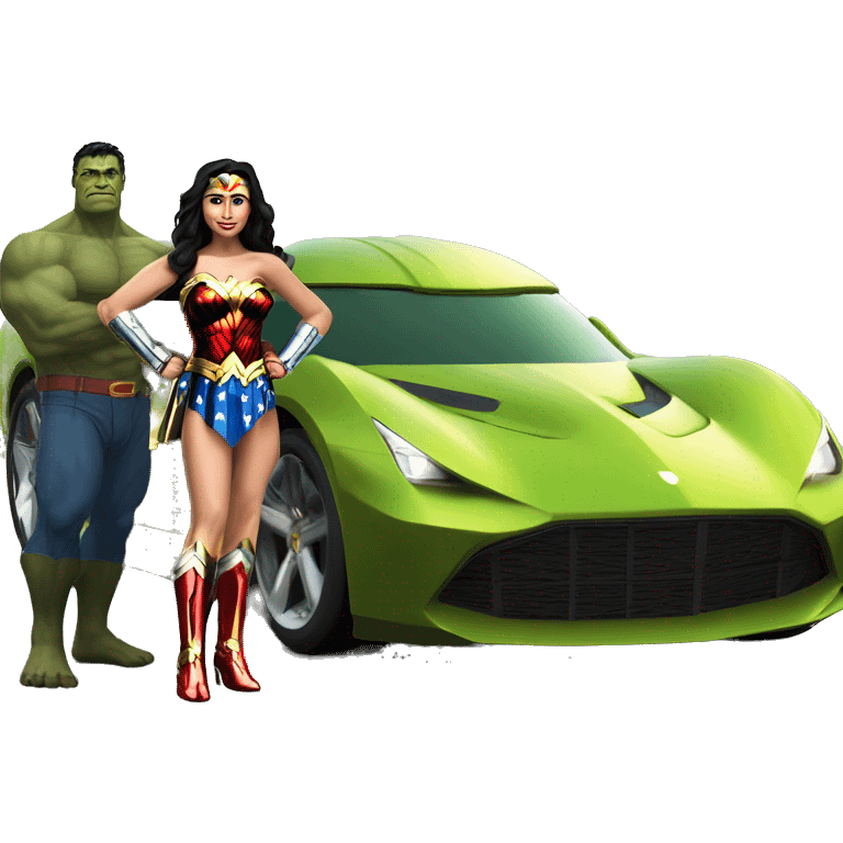 Wonder Woman and HULK’s muscular hypercar emoji