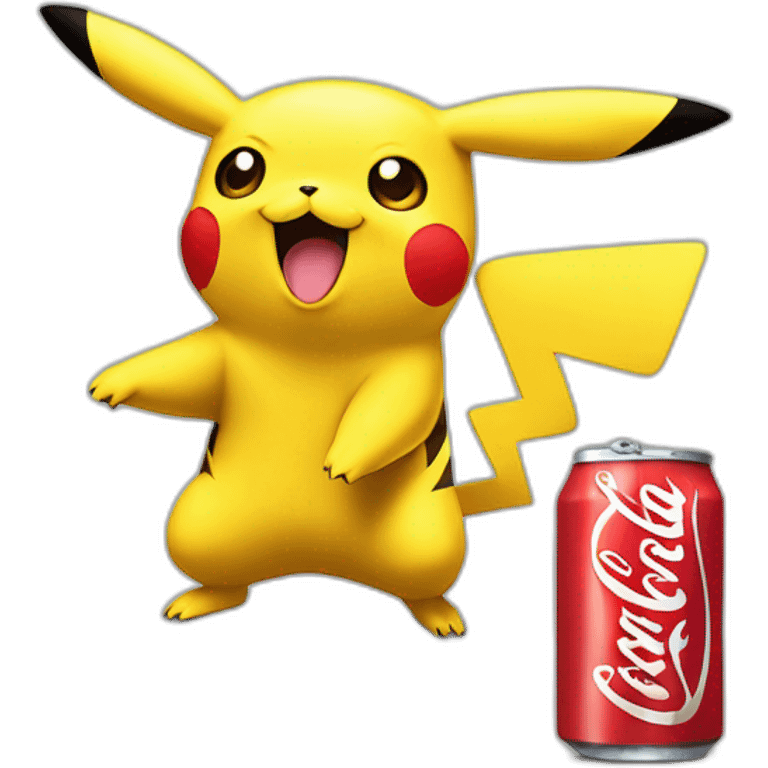 Pikachu en train de boire une bouteille de coca emoji