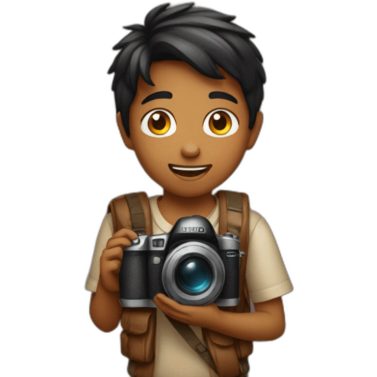 indian  kid holding camera emoji