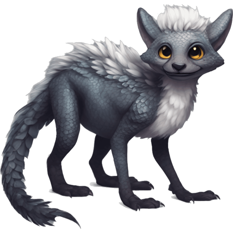  Scaly Cute Edgy Realistic Rare Fantasy Fluffy Slim Vernid-Trico-Melprin-species by LiLaiRa, by Falvie, full body emoji