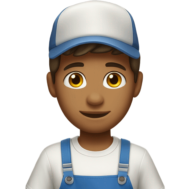 Boy brown hair Costco apron and hat emoji