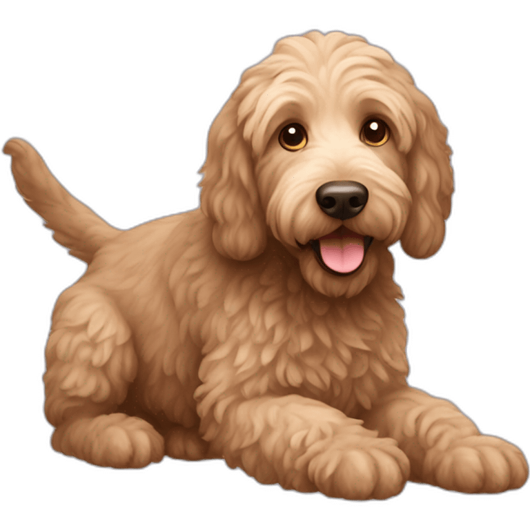 Labradoodle playing emoji