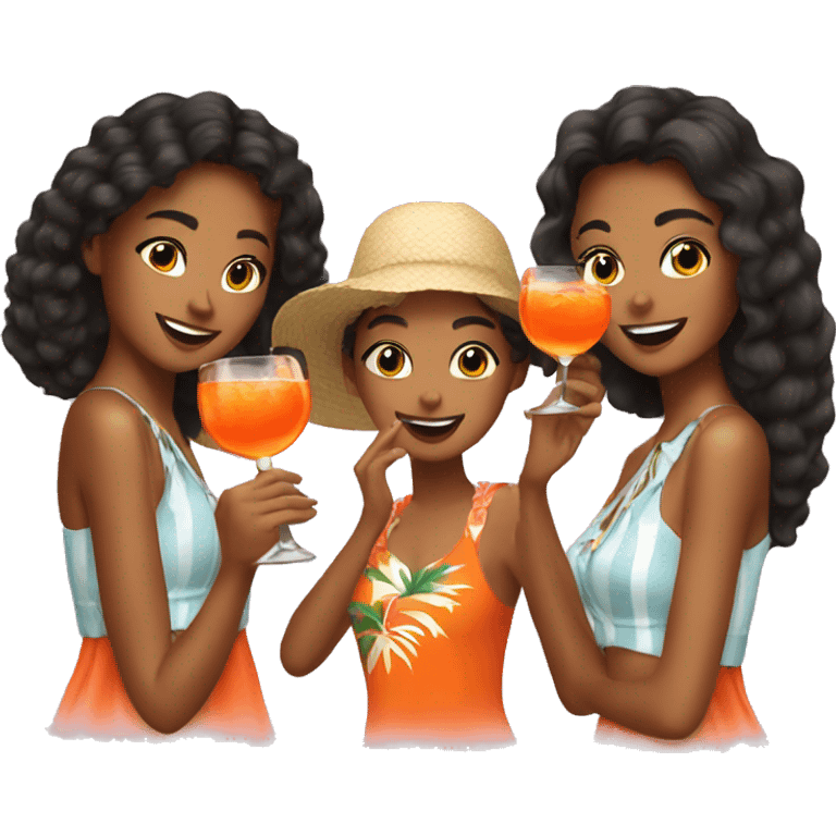 Three beautiful Hawaii girls drinking aperol emoji