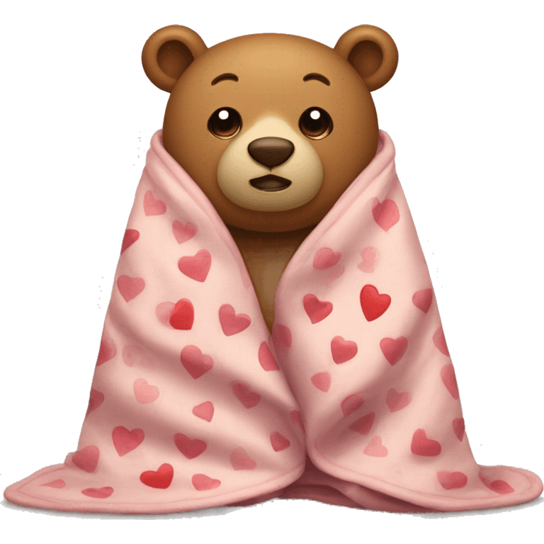 bear in a blanket with hearts on his head emoji