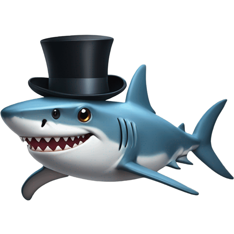 Shark with a top hat and shoes emoji