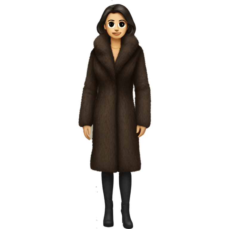 Realistic brunette mob wife full body fur coat emoji