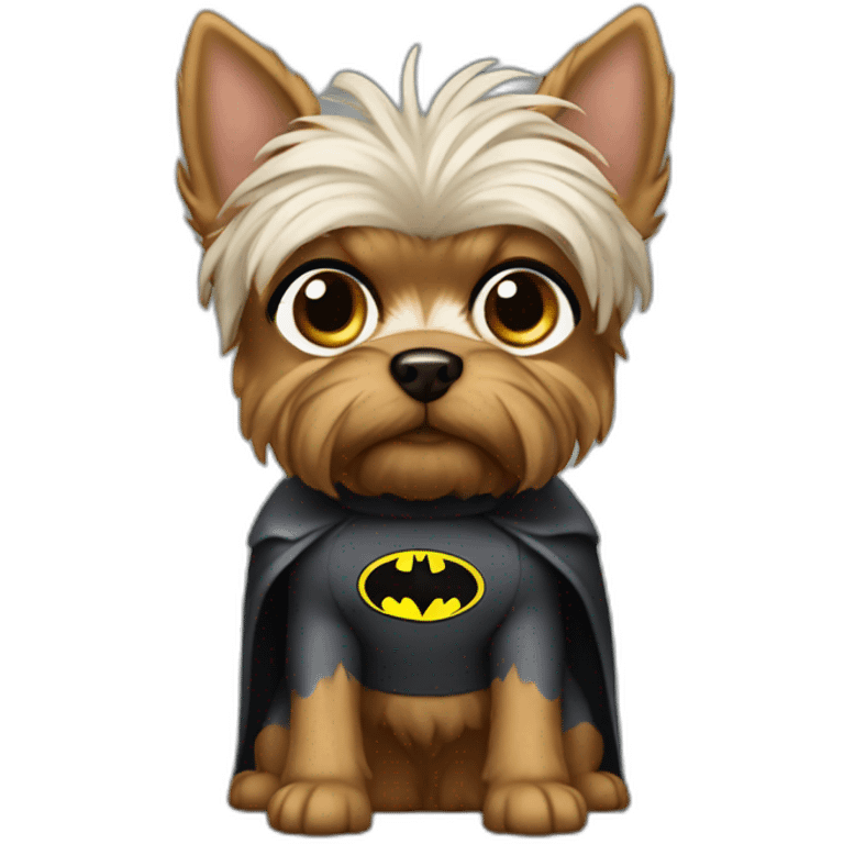 Dog male Yorkshire with Batman Costume emoji