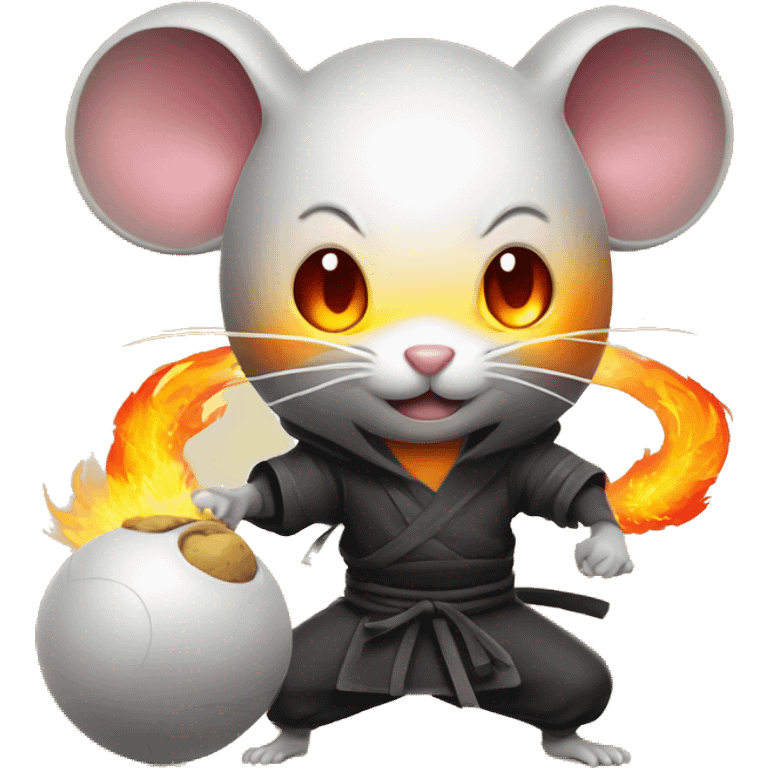 Ninja mouse with balls of fire emoji