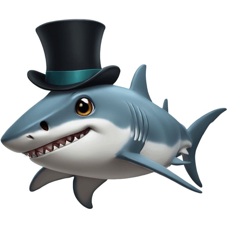 Shark with a top hat emoji