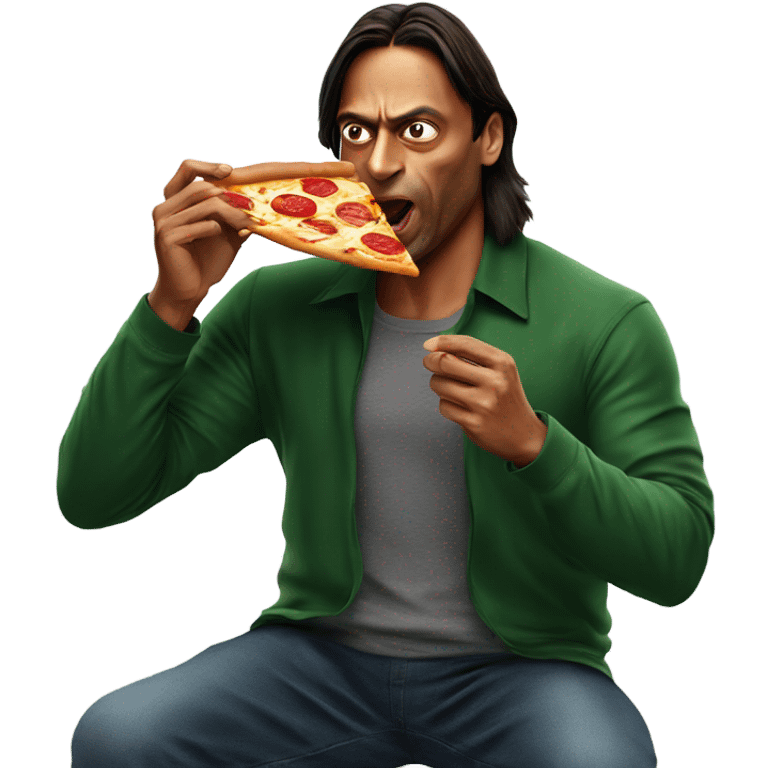 Shoaib Akhtar eating pizza emoji