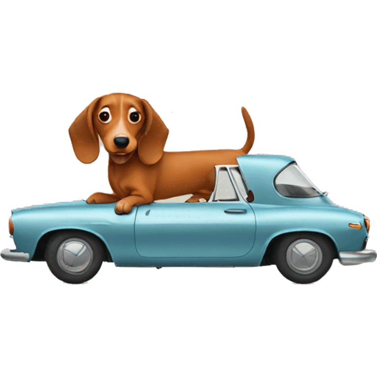 Car with dog teckel emoji