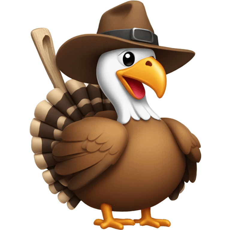 Sleepy turkey with a hat and a crowbar emoji