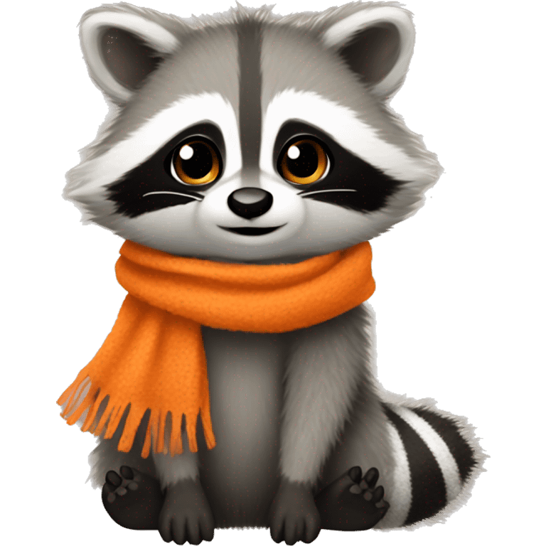 Fuzzy baby Raccoon with orange scarf emoji