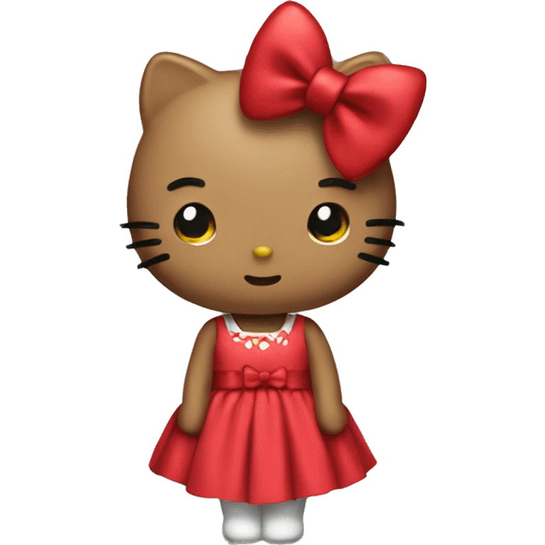 Hello kitty wearing a red dress with a bow emoji