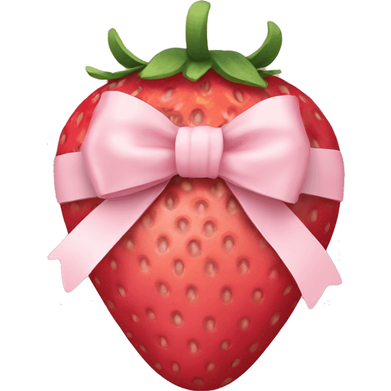 strawberry wrapped in pale pink bow emoji