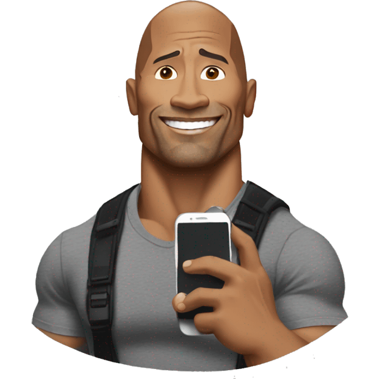 dwayne johnson with a mobile phone emoji