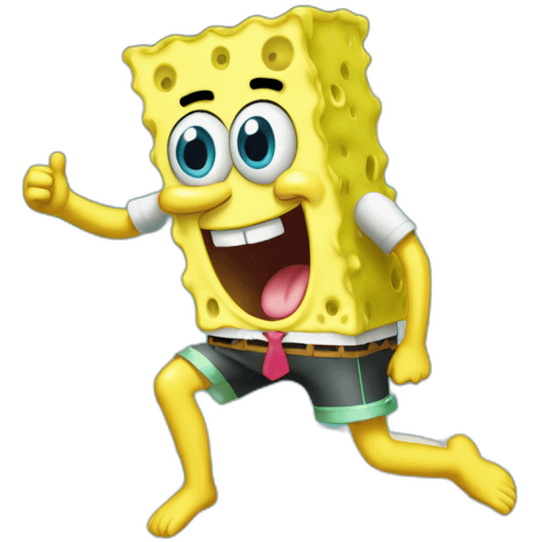 Sponge bob in pool party emoji