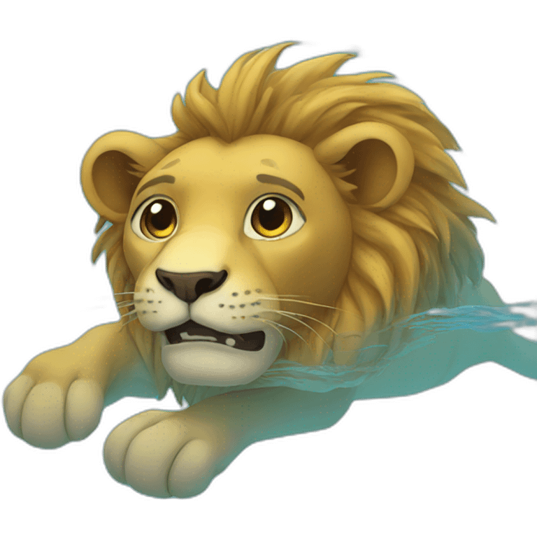 lion in a swimming pool emoji