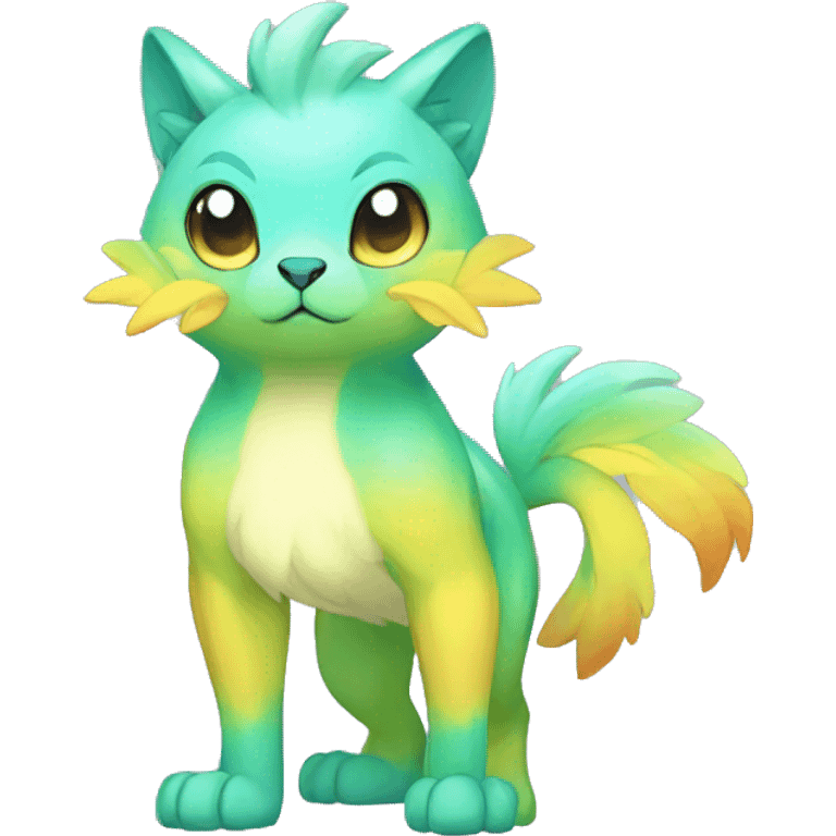 Cute cool shiny colorful animal hybrid Fakemon full body emoji