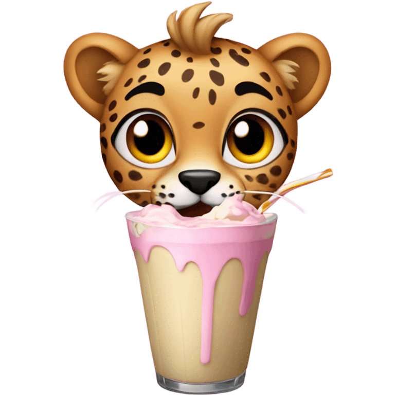 Cheetah drinking milkshake  emoji