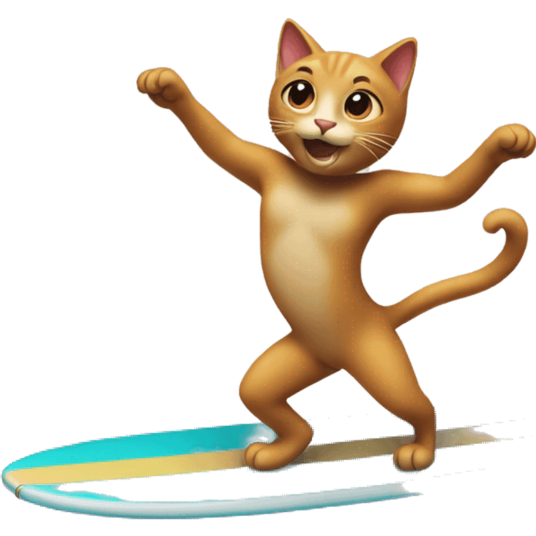 Cat dancing on a surfboard emoji