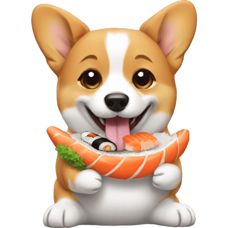 Corgi eating sushi emoji