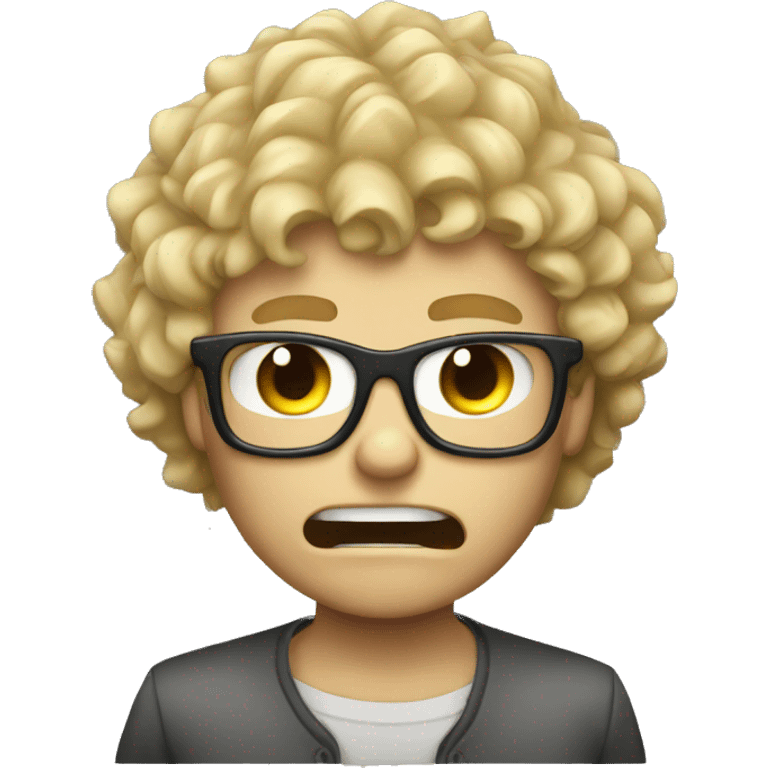 Blond curly boy with glasses being angry  emoji