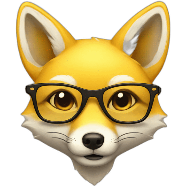 yellow fox with glasses cute emoji