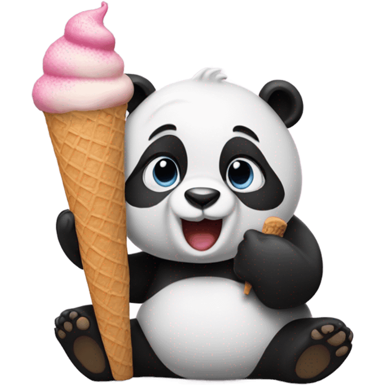 Panda eating ice cream emoji