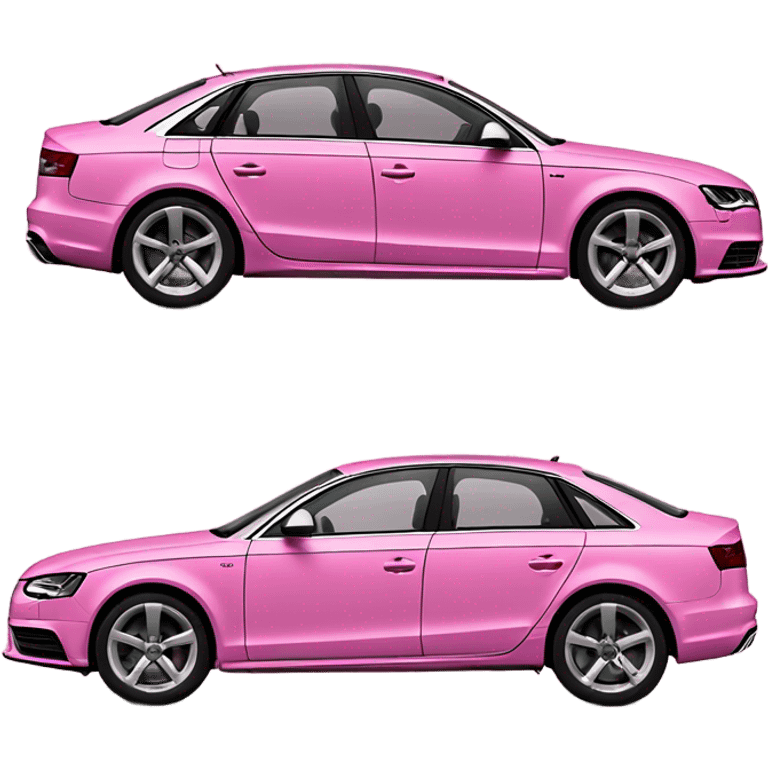 Audi A4. Fully pink on the right side, fully black on the left side. Spilt down the centre of the car emoji