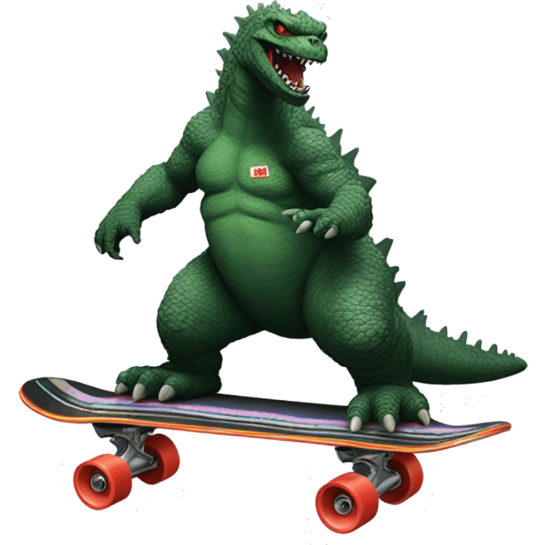 Godzilla on a skateboard  emoji