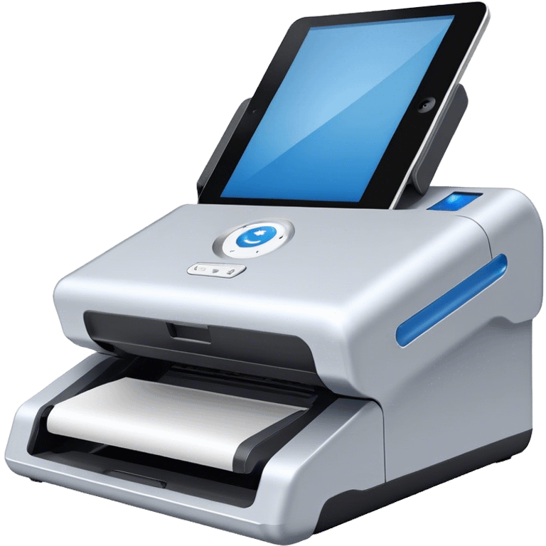 document scanner, blue laser, front view emoji