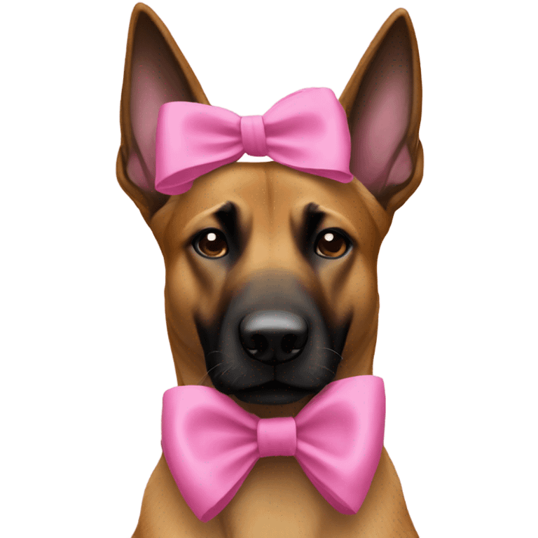 Belgian malinois dog with pink bow on head emoji