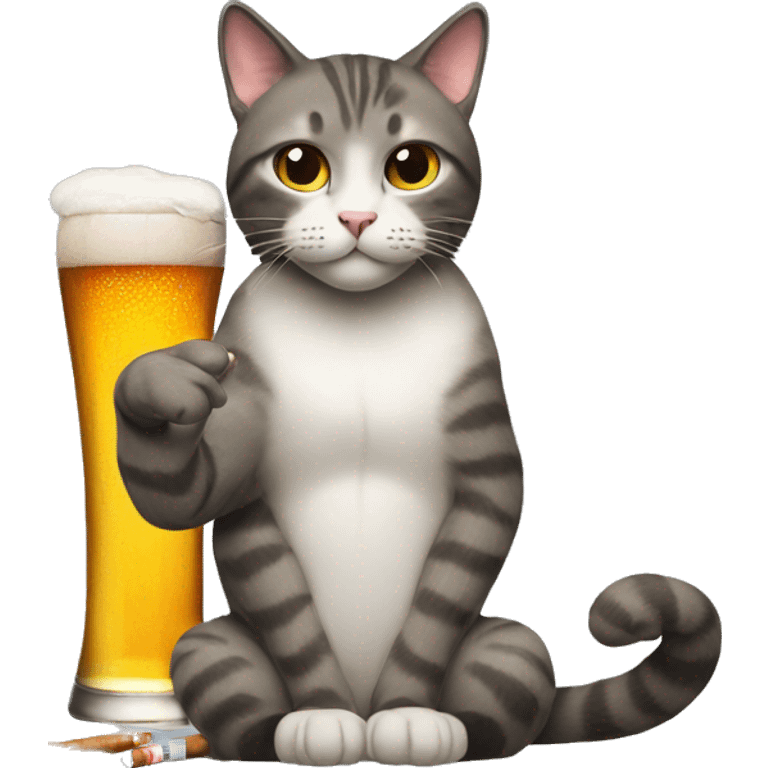 cat with beer and cigarets emoji