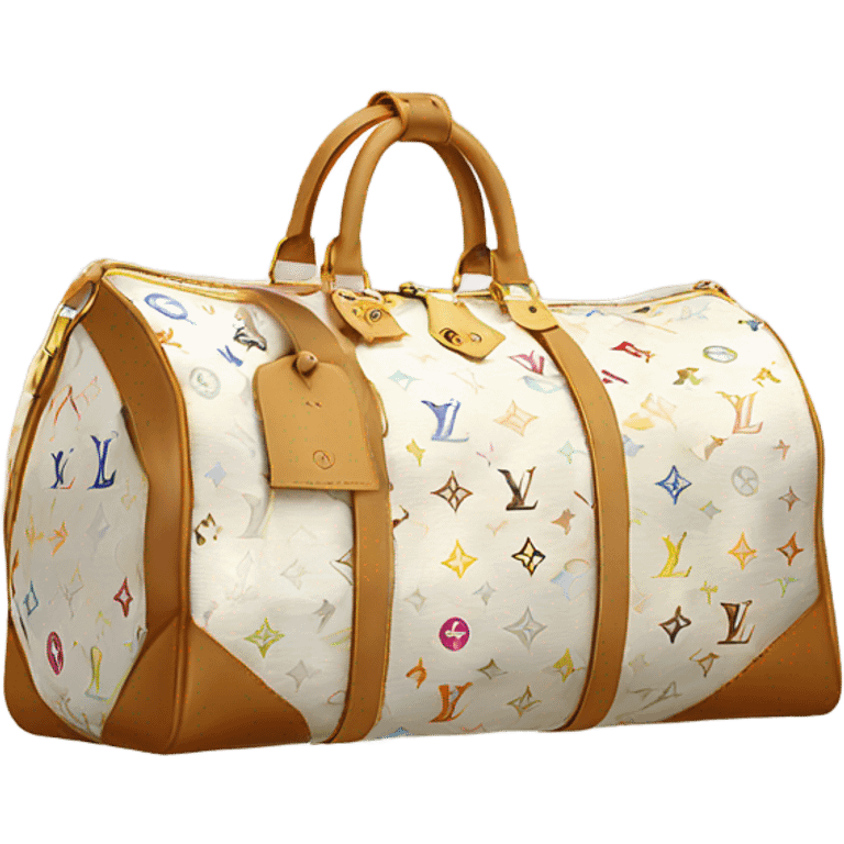 White and beige Louis Vuitton Duffle Bag  emoji