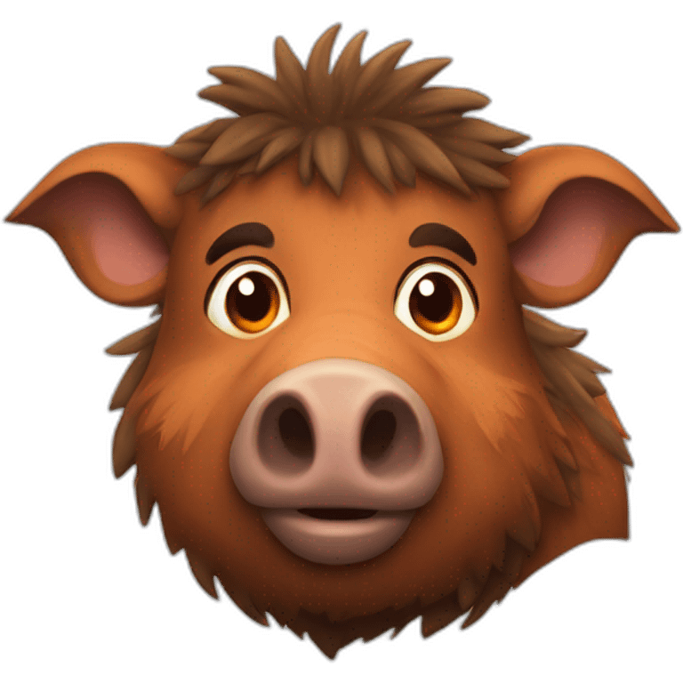 anthropomorphic brown boar with orange cheeks emoji