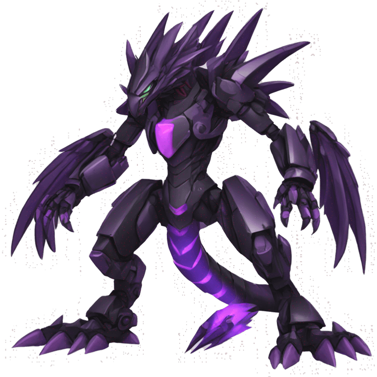  Cool Edgy Black Purple Red Digimon-Fakemon-Raptor-Dragon-Mecha full body emoji