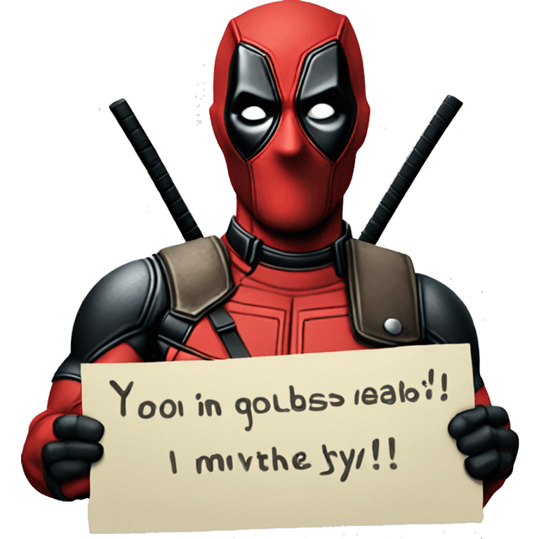 Deadpool holding a note saying shusshh emoji