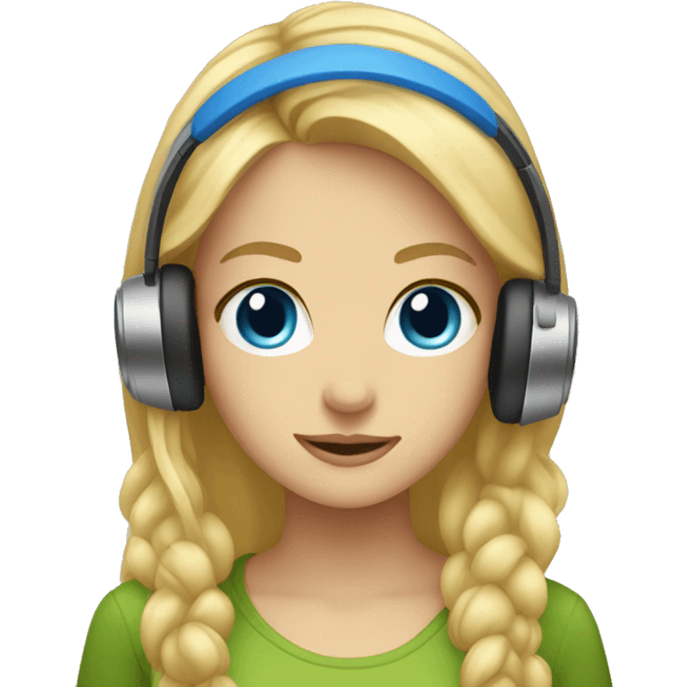 blonde girl with blue eyes with headphones emoji