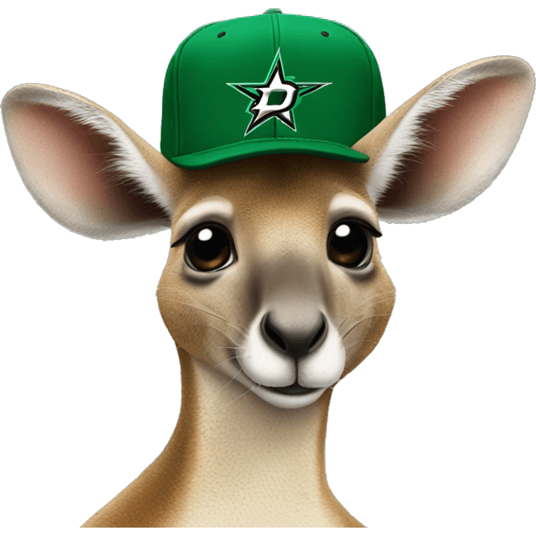 Kangaroo wearing a dallas stars hat emoji