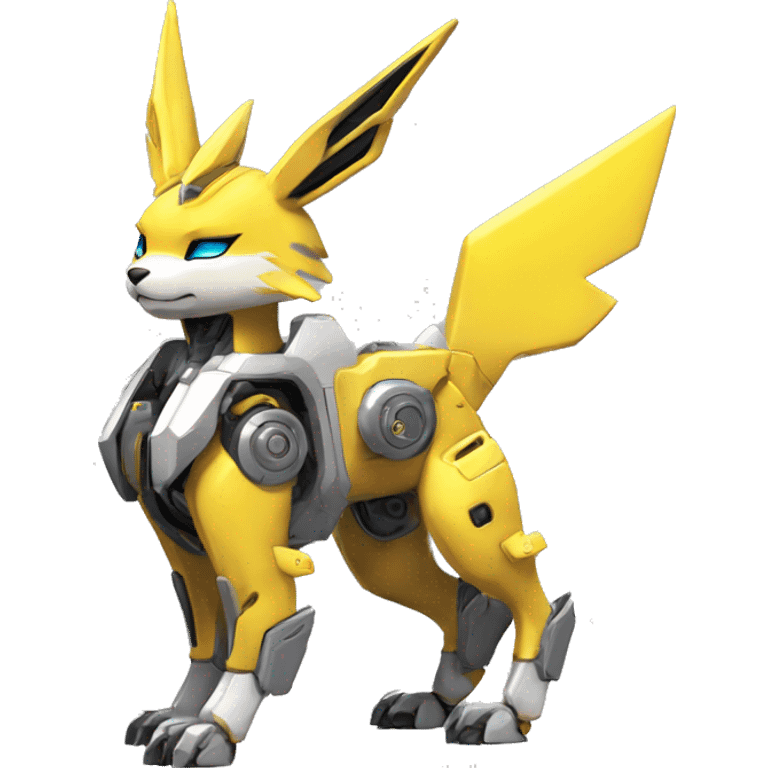 Futuristic mechanical Renamon-Jolteon-Eevee-mecha full body emoji