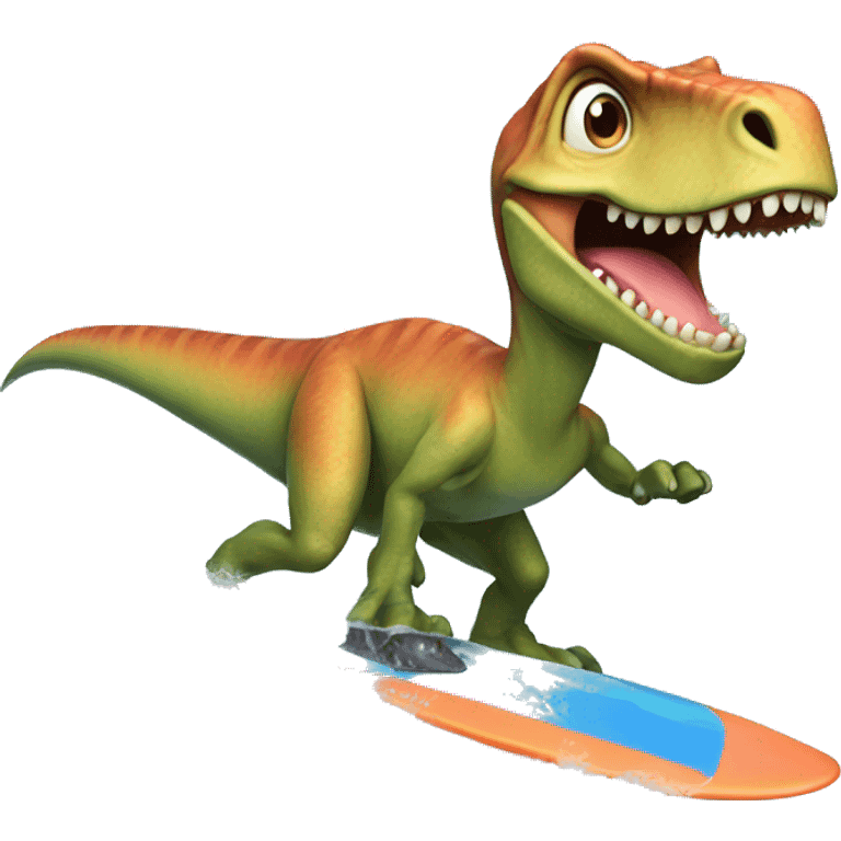 Dinosaur surfing emoji