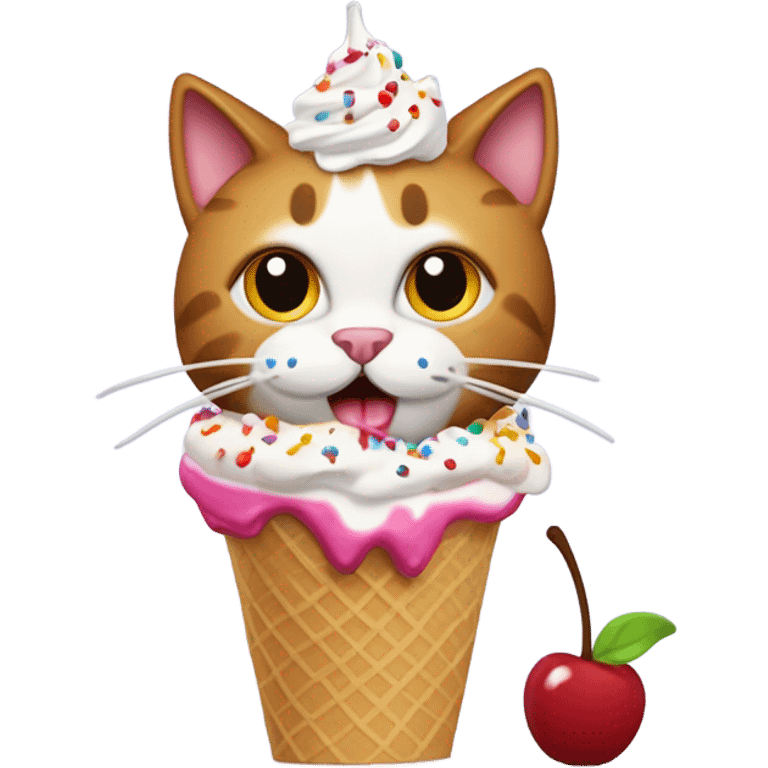 Cat eating a sundae emoji